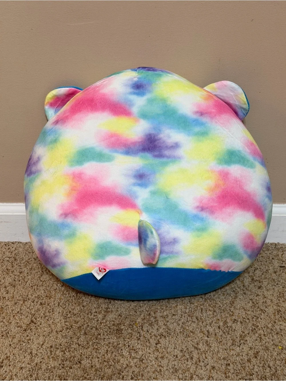 Ty Rainbow Tie-Dye Plush Bear Pillow - Pink Blue Yellow Purple